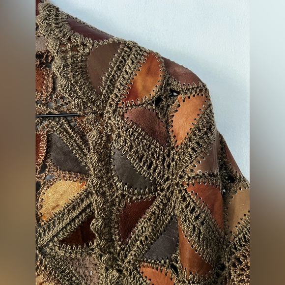 Genuine Leather Vintage Patchwork Shawl - Picture 10 of 16